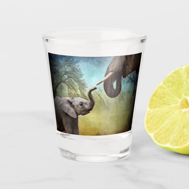 Verre A Shot Mère Et Bébé Eléphant Bandana (Devant)