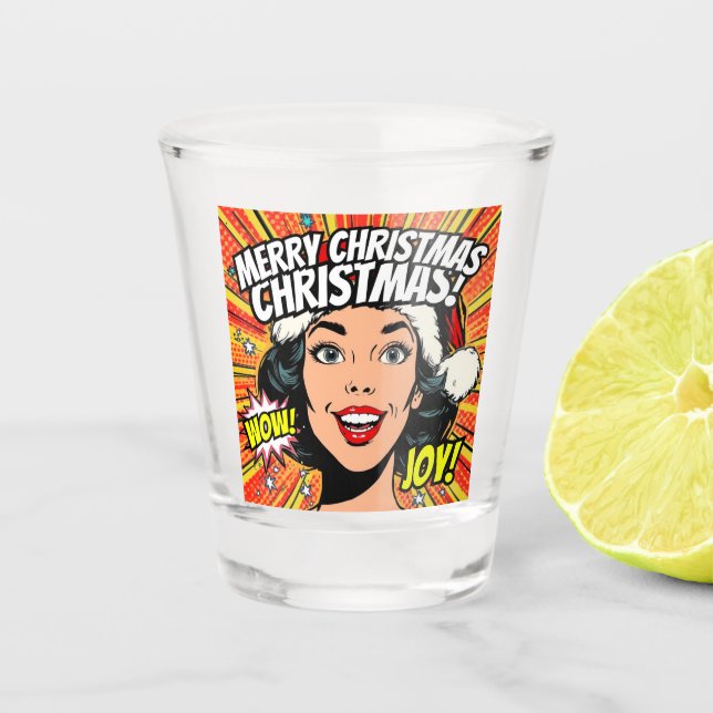 Verre A Shot Merry Christmas Pop Art Shot Glass (Devant)