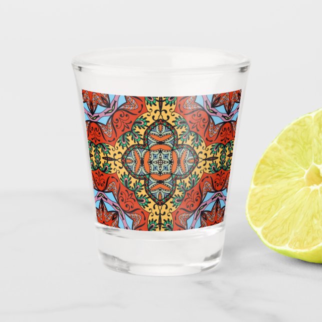 Verre A Shot Mexican folk ethnic colorful seamless pattern  (Devant)