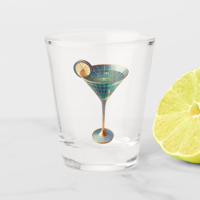 Verre A Shot Mi-siècle, Martini, trou de ver atomique futuriste (Devant)
