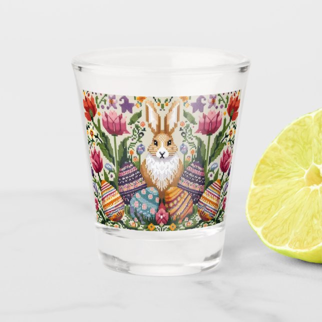 Verre A Shot Mignonne/Colorée Printemps/Pâques (Devant)