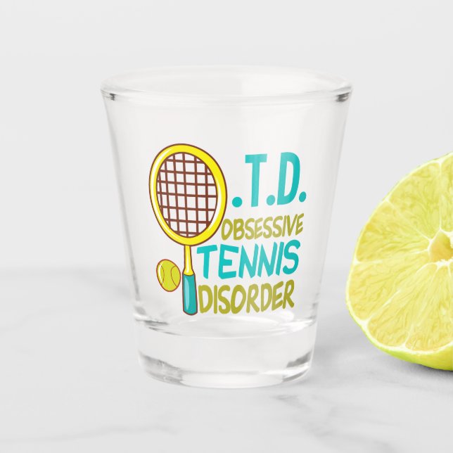 Verre A Shot Mignonne Trouble De Tennis Obsessionnel (Devant)