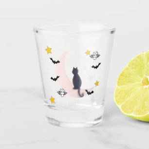 Verre A Shot Mikitiez chat noir chauve-souris halloween automne