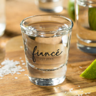 Verre A Shot Minimal Élégant Fiance Personnalisé Année Minimali