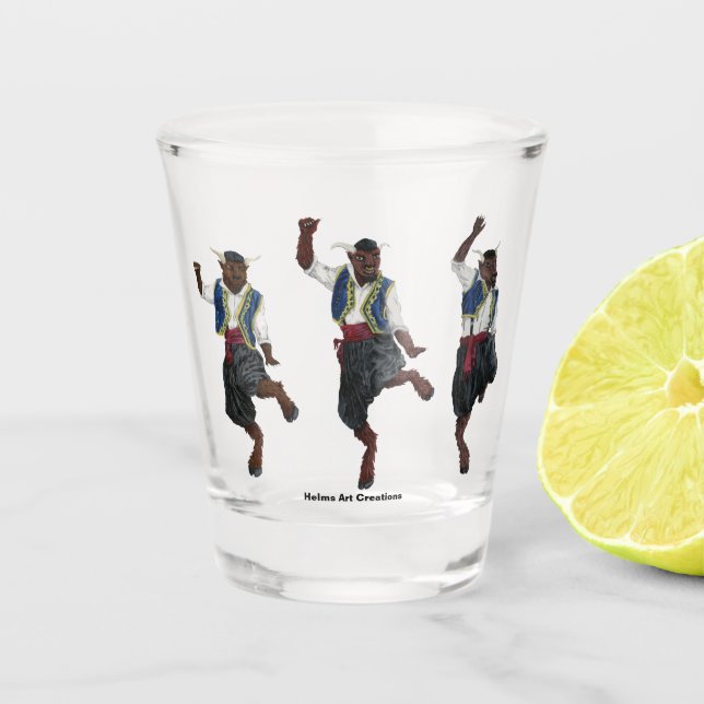 Verre A Shot Minotaures grecques Danse Imaginaire Art Tiré (Devant)