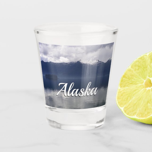 Verre A Shot Misty Alaskan Sea dans les tons bleu (Devant)