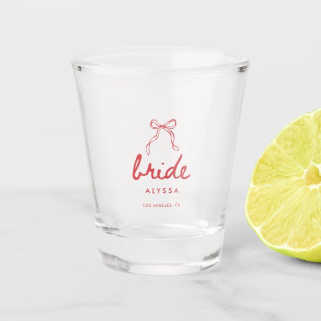 Verre A Shot Modern Coquette Bow Script Custom Bride's Name (Devant)