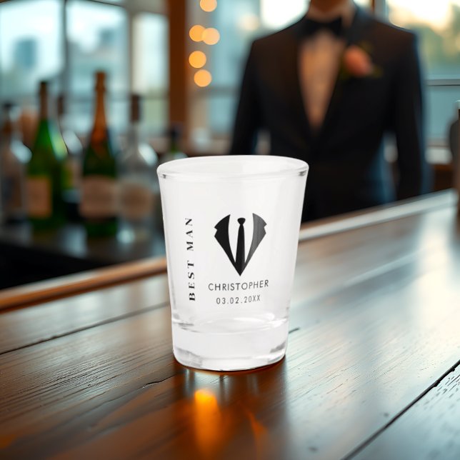Verre A Shot Modern Minimal Meilleur Nom Homme Mariage Fête Cad (Créateur téléchargé)