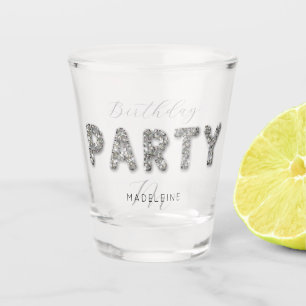 Verre A Shot Moderne Chic Parties scintillant Argent Monogramme
