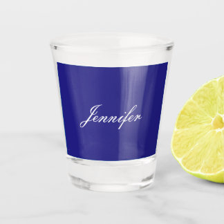 Verre A Shot Moderne Elégant Cute Unique Deep Blue Calligraphie