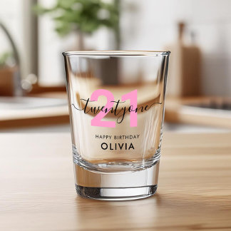 Verre A Shot Moderne Elégant rose 21e anniversaire