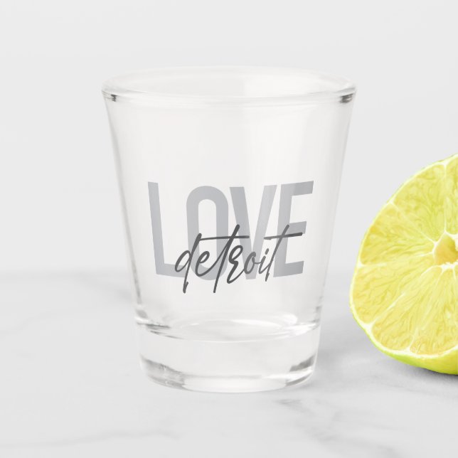 Verre A Shot Moderne, simple, cool, design urbain Amour Detroit (Devant)