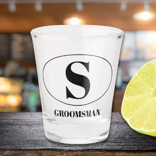 Verre A Shot Moderne simple Monogramme Groomsmen Mariage cadeau