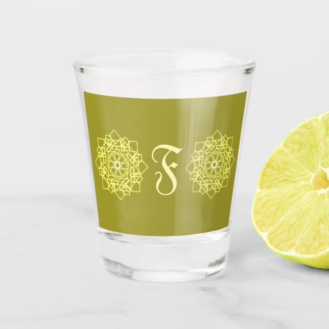 Verre A Shot Moderne Simples rayures de ligne Nom monogramme fl (Devant)