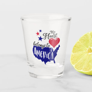 Verre A Shot Mon cœur appartient à l'Amérique Conception d'amou