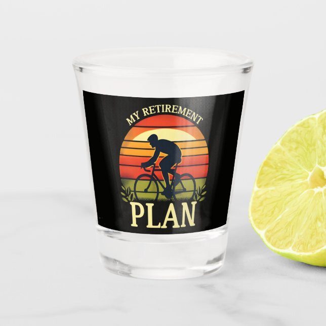 Verre A Shot Mon Plan De Retraite Passionné De Cyclisme (Devant)
