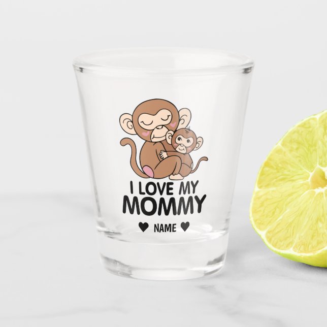 Verre A Shot MONKEYS J'aime ma maman (Devant)