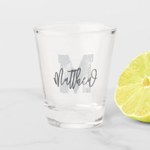 Verre A Shot Monogram Modern Cool Grunge Ajouter Votre Nom