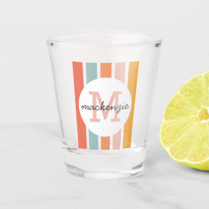 Verre A Shot Monogramme Bandes Colorées Rétro Personnalisé