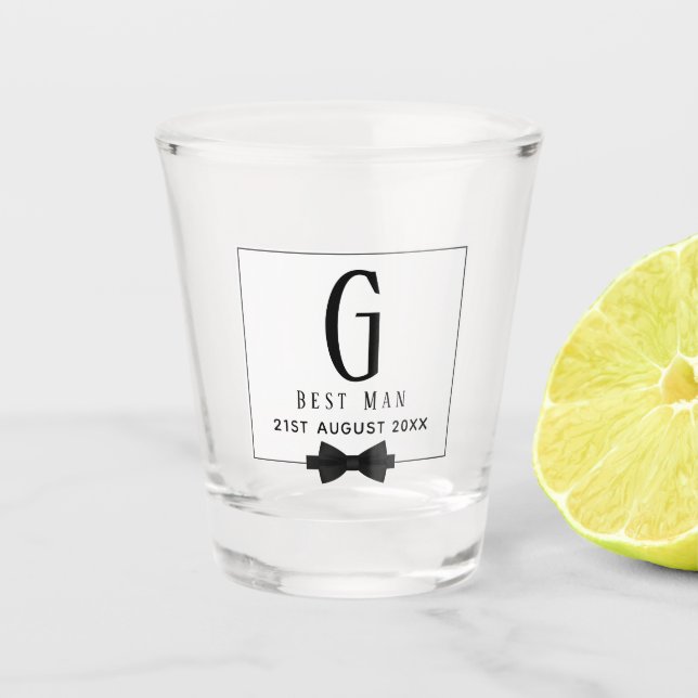 Verre A Shot Monogramme BEST MAN Groomsmen Groomsman Black Crav (Devant)