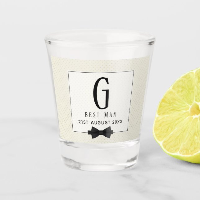 Verre A Shot Monogramme BEST MAN Groomsmen Groomsman Fleurdelis (Devant)