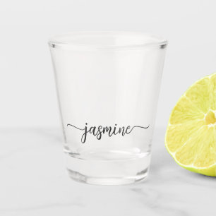 Verre A Shot Monogramme calligraphique minimaliste, style girly