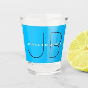 Verre A Shot Monogramme Capri bleu minimaliste Nom moderne