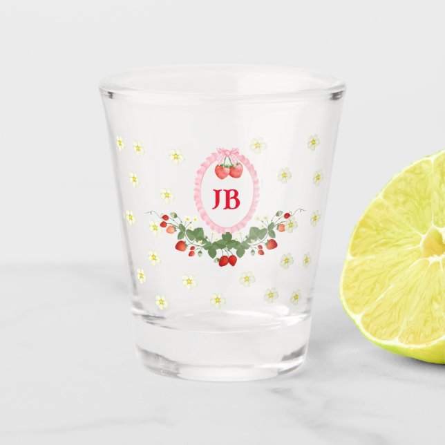 Verre A Shot Monogramme de fraise personnalisé - Personnalisé (Devant)