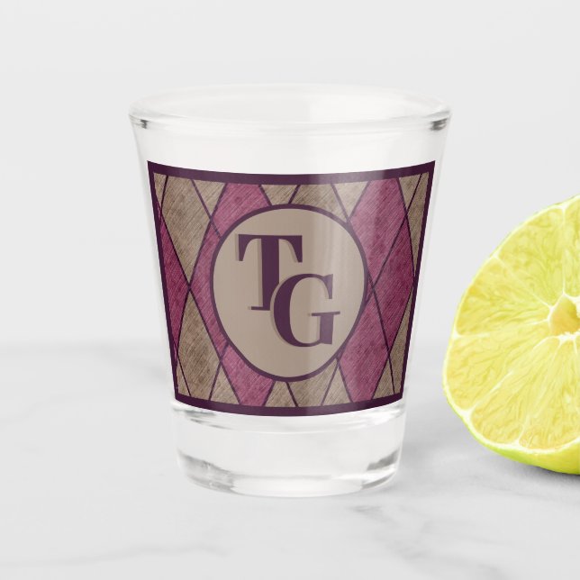 Verre A Shot Monogramme de Jacquard de diamant rouge classique  (Devant)