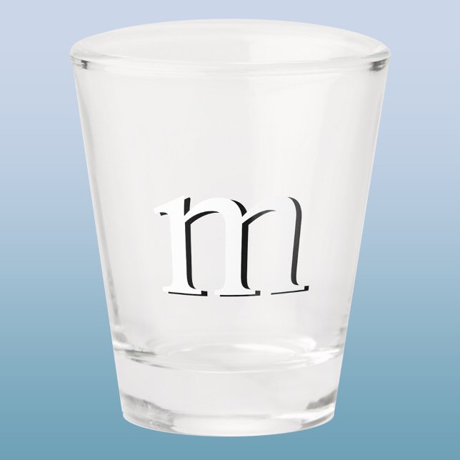 Verre A Shot Monogramme de l'ombre du goutte moderne Coque infé (Simple lower case drop shadow personalized monogram initial shot glass)