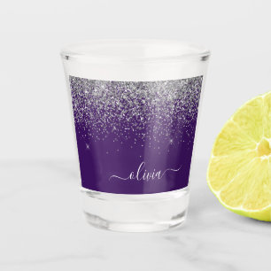 Verre A Shot Monogramme de Parties scintillant d'argent violet