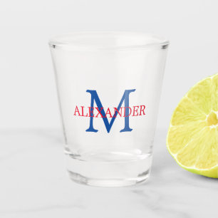 Verre A Shot Monogramme de Preppy rouge et bleu