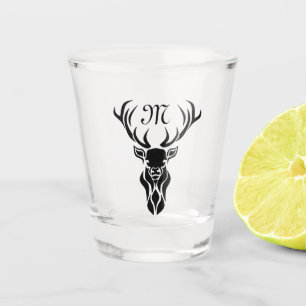 Verre A Shot Monogramme de silhouette de stade noir tribal