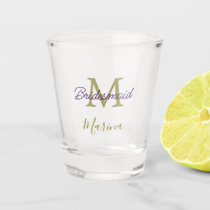Verre A Shot Monogramme de tribu de mariée simple en or pour la