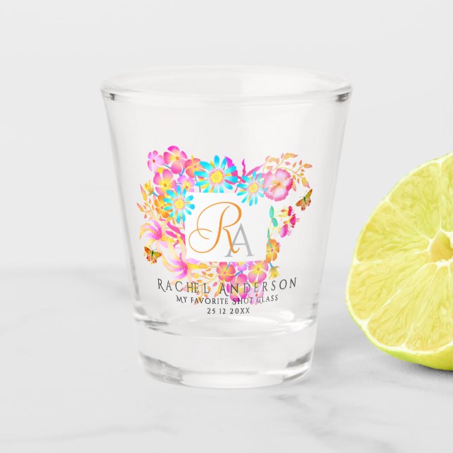 Verre A Shot Monogramme du jardin paradisiaque (Devant)