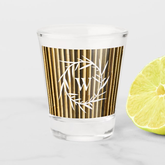 Verre A Shot Monogramme en bambou rustique Lignes verticales Mo (Devant)