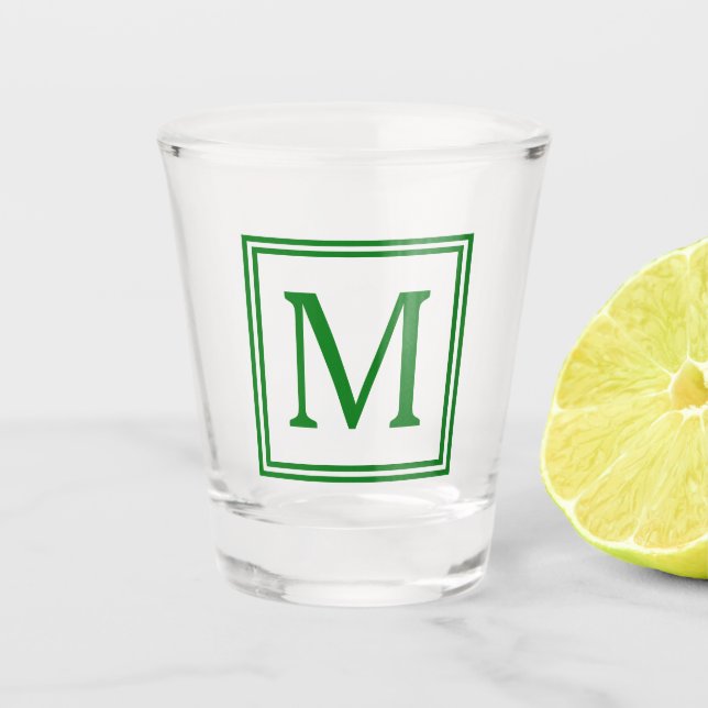 Verre A Shot Monogramme encadré vert de la forêt (Devant)