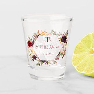 Verre A Shot Monogramme géométrique floral du Marsala de Bourgo