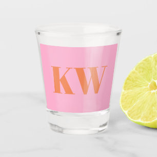 Verre A Shot Monogramme Initial Personnalisé Moderne Rose Orang