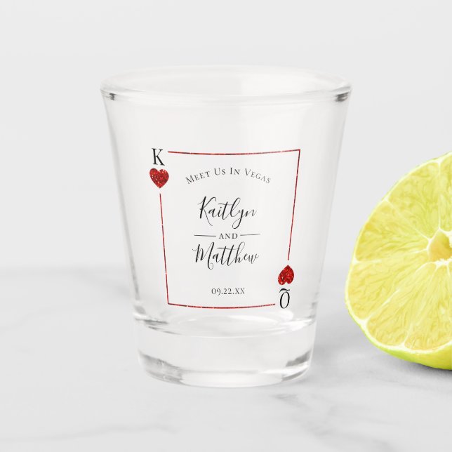 Verre A Shot Monogramme Jeu Carte Mariage Enregistrer La Date (Devant)