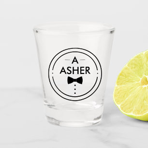 Verre A Shot Monogramme minimaliste Groomsmen noir et blanc