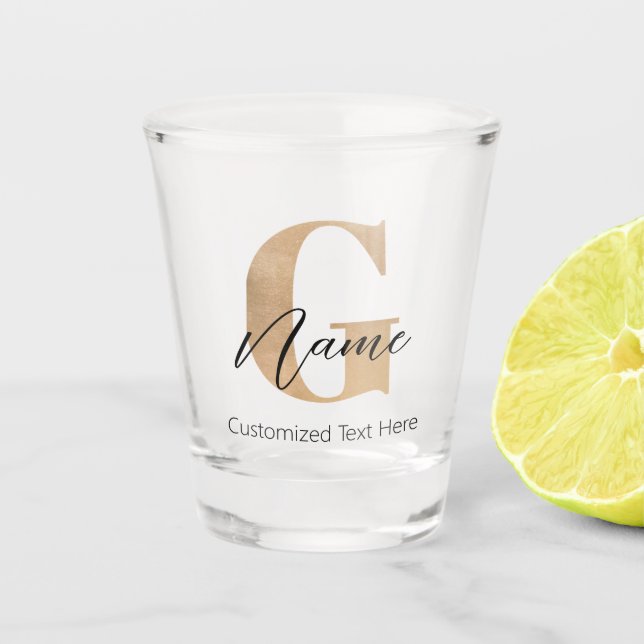 Verre A Shot Monogramme Moderne Initiale G & Nom Personnalisé (Devant)