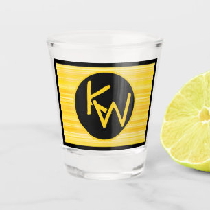 Verre A Shot Monogramme noir jaune citron rétro