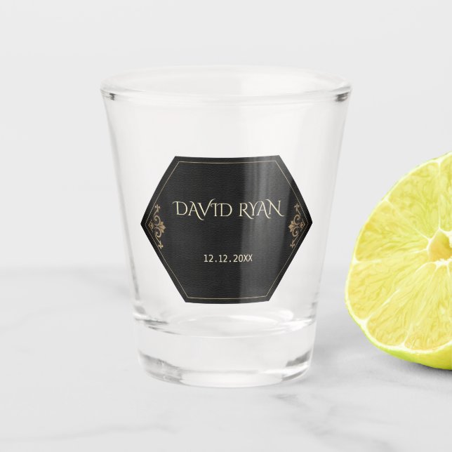 Verre A Shot Monogramme or glam et art déco noir (Devant)