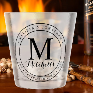 Verre A Shot Monogramme personnalisé Nouveau nom Date Mariage