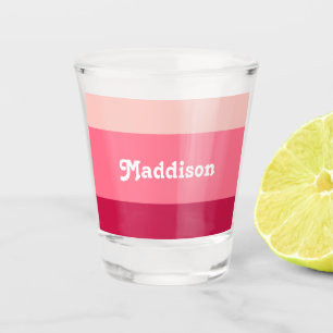 Verre A Shot monogramme personnalisé, typographie rétro rose vi