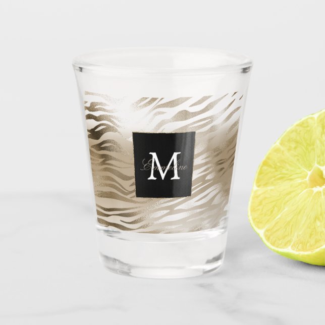 Verre A Shot Monogramme Poster de animal Gold Zebra (Devant)