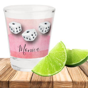 Verre A Shot Monogramme rose de matrices de joueur de Bunco