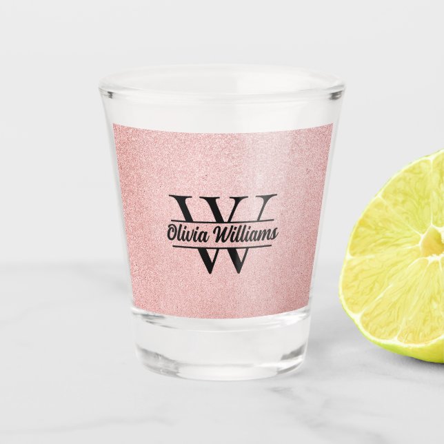 Verre A Shot Monogramme rose Parties scintillant or | Girly Mod (Devant)