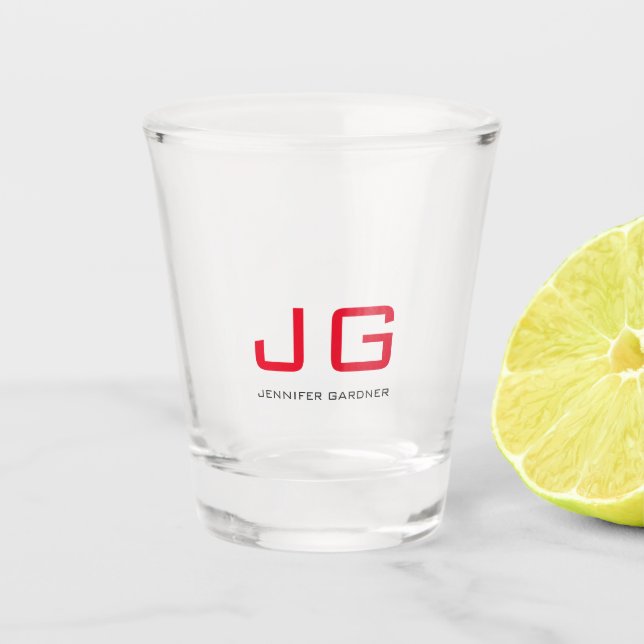 Verre A Shot monogramme rouge clair et tendance (Devant)